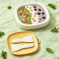 Rolled Ice Cream Maker with Scrapers Manual Rolled Dessert Maker Food-Grade Yogurt Frying Tray with Scrapers for Families, Parties
