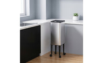 Lidded Trash Can with Raised Legs Rectangular Trash Can with Wheels Mobile Wastebasket Minimalist for Kitchen