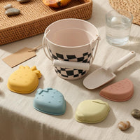 Matte Finish Silicone Beach Toy Set Raised Details Sand Pail and Shovel Set Molded Silicone Beach Toys Easy to Clean for Children, Water Play