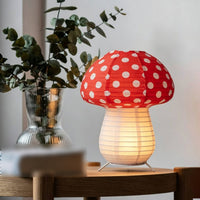 Nordic Design Paper Fungus-Shaped Night Light Cute Design Foldable Fungus-Shaped Lamp Decorative Paper Lantern Lamp Soft Radiance for Bedside, Bedroom