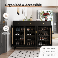 Black Wood Chest of Drawers, Timeless Design Drawers for Clothes Storage, Bedroom Furniture with Shelves