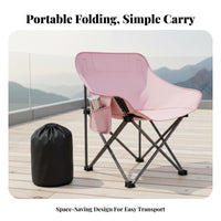 Compact Lightweight Folding Chair Easy Setup Collapsible Moon Chair Stable Frame Camping Seat Hard-Wearing Textile for Anglers, Backpackers, Fishing, Picnics, Backpacking, Hiking