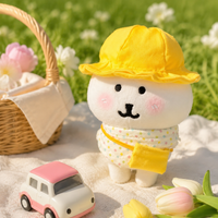 Dolls Clothes for 10cm Plush Dolls, 3-Piece Polka Dot Outfit Set with Hat, Bib & Bag, Soft Toy Clothing Set