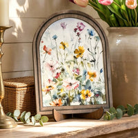 Wooden Flower Ornament Creative Gift Table Sign Wooden Plaque for Living Room, Desktop
