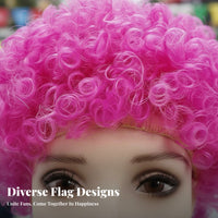 Multi-Colored Colorful Fan Hairpiece Patriotic Theme Sports Fan Hairpiece Soft Curls for Clowns, Kids, Sporting Events, Festivals, Halloween