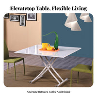 Space-Saving Transformable Coffee Table two-in-singleUse raiseTop Expandable Coffee Table Height-Adjustable Household Furniture Multi-Functional Design for Small Apartment Residents, urban Dwellers, Home Office Workers, Living Room, Dining Area