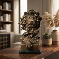 Abstract Lion Statue Layered Mane Lion Figurine Regal Look Home Decor for Bookshelf