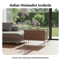 Minimalist Design Woven Basket Table Stylish Look Nightstand Multi-Functional Indoor Storage Fully Assembled for Interior Designers, Apartment Dwellers, Homeowners, Bedroom, Living Room, Home Office, Entrypath