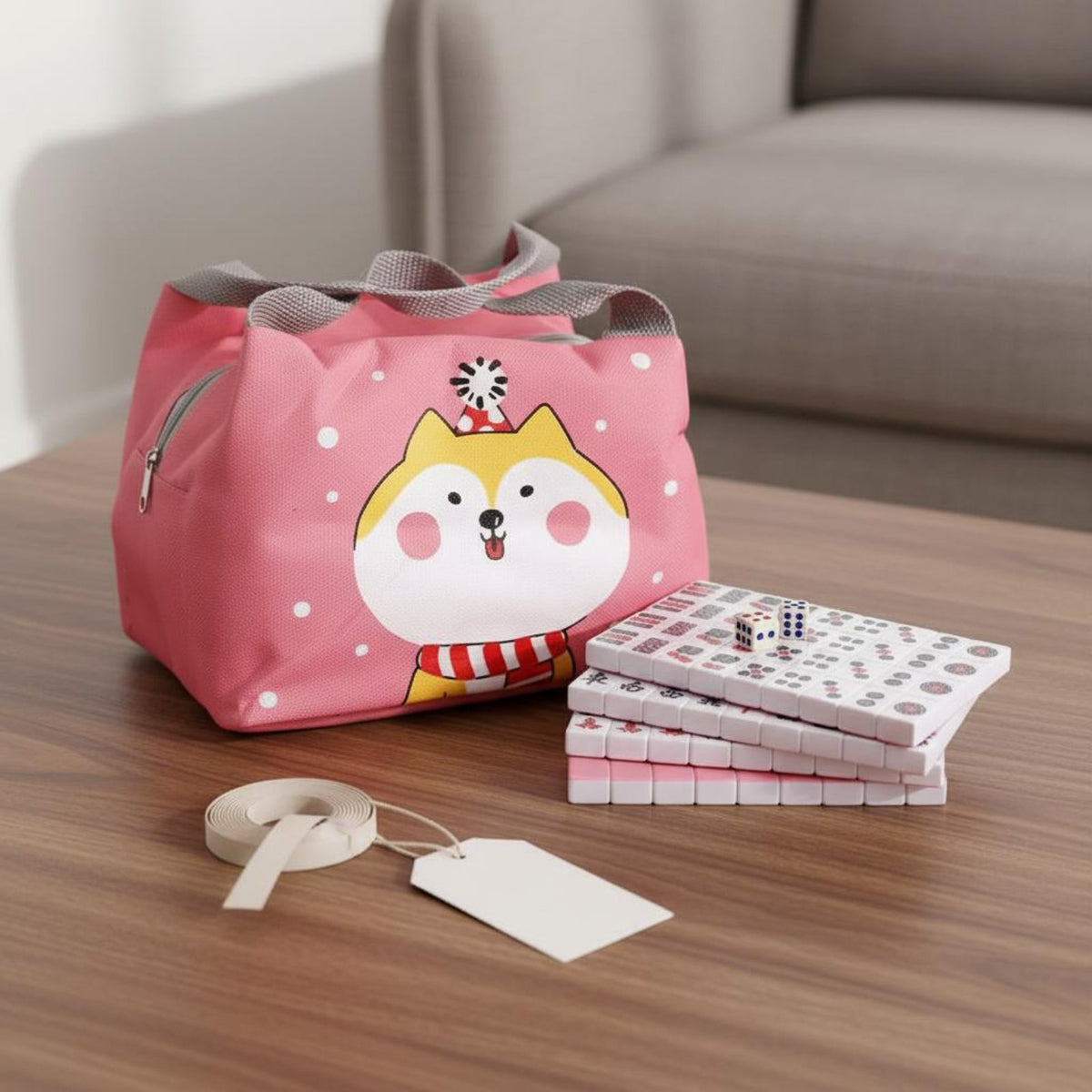 Mini Mahjong Set Lightweight Mini Chinese Mahjong Set Sleek Rounded Edges Long-Lasting Melamine Material for Students
