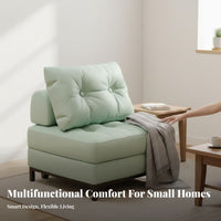 Japanese aesthetic Armless Single Pull-extendable Bed Space-Saving Sleeper Sofa VersatileFunction transformable Couch plush Cushions for Apartment Dwellers, Young Adults, Students, Small Spaces, Guest Room, Office