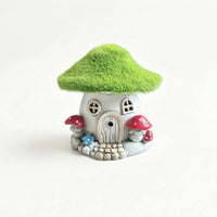 Miniature Fairy House Resin Fairy Garden House with Moss Roof Lighted Mini Cottage Forest for Hobbyists, Gardeners, Micro Landscape, Patio