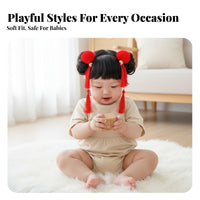 Baby Hairpiece Headband Photoshoot Prop Headband with Bangs and Buns Young Child Fake Bangs Hairband Cute Hair Design Infant