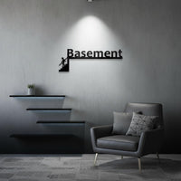 Metal Basement Wall Plaque Humorous Decor Stairway Silhouette Door Frame Art Easy Installation House Decoration for Bar