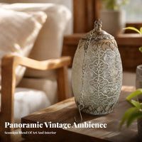 Wind Lantern Japanese-Influenced Vintage Lantern Embossed Floral for Home Display