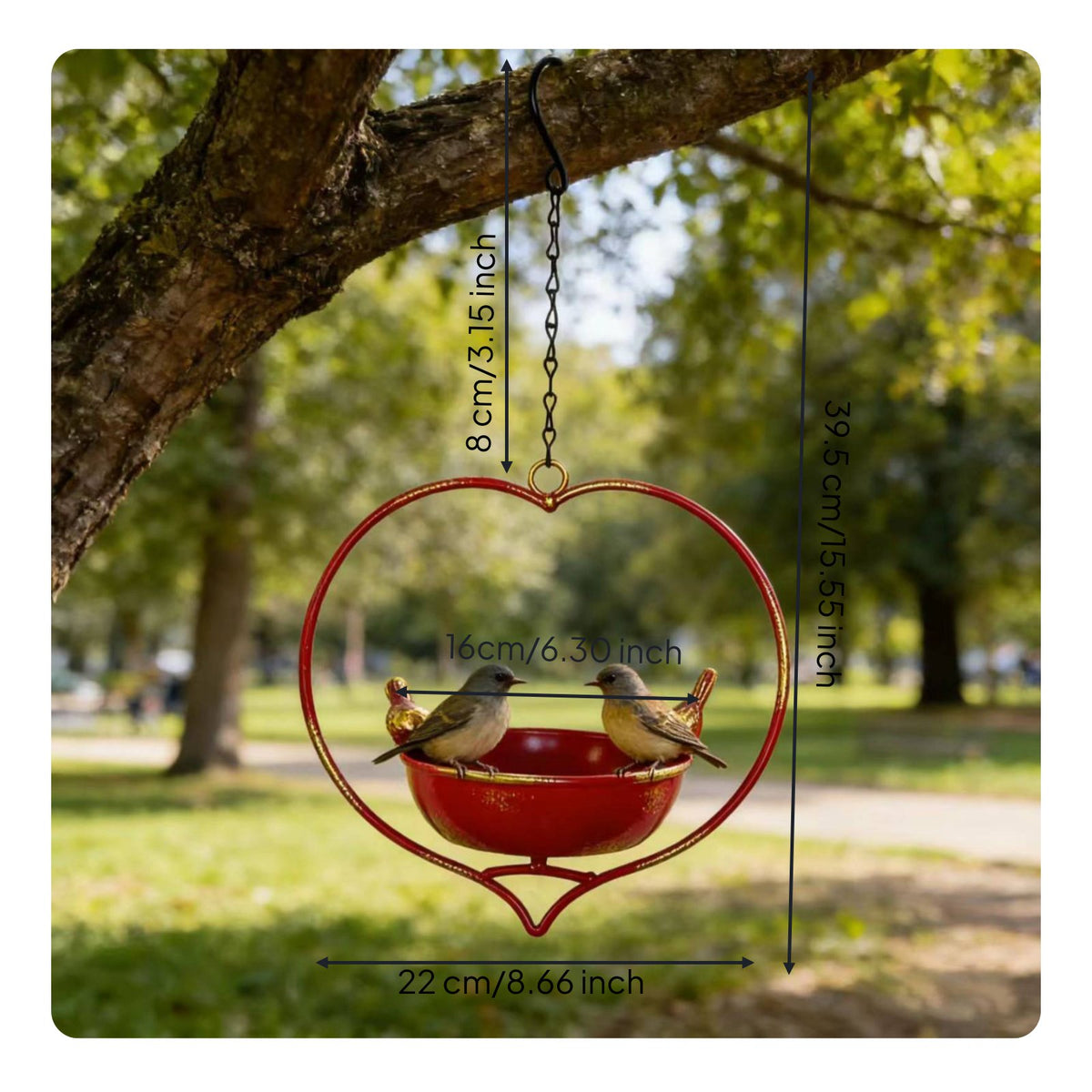 Wide Mouth Iron Bird Feeder Outdoor Use Hanging Bird Feeder Rust Resistant Easy to Clean for Garden, Patio, Balcony