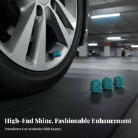 4 Pieces Rhinestone Tire Valve Cap Universal Fit Crystal Valve Stem Cover Sparkling Rhinestones Glittering Tire Valve Cap for Women, Cars, SUVs