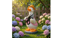 Resin Duck Statue with Hat Hand-Painted Garden Duck Statue Outdoor Whimsical for Homeowners, Courtyard