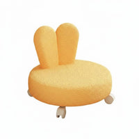 360° Swivel Wheels Bunny Ear Floor Chair Ergonomic Design Low Stool High-Density Foam Cushion children's Furniture Soft Fleece Texture for Toddlers, Adults, Parents, Living Room, Playroom, Bedroom, Entryway