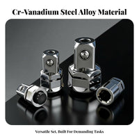 Heavy Duty Square Drive to Hex Adapter Heat Treated Steel Hex Bit Holder Adapter High Rotational Force Ratchet Socket Converter Locking Mechanism for Mechanics, Repairmen, DIY Enthusiasts, Auto Repair, Machinery Maintenance, Home Improvement