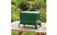 Slimline Vermicomposting System with Stackable Trays Raised Compost Bin with Faucet Space-Saving Compost Bin with Spigot Moisture-Balancing for Homeowners