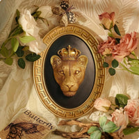 Lion Head Wall Sculpture MightyLion Head Wall Plaque Gold-Toned for Homeowners, Living Room, Entryway, Study