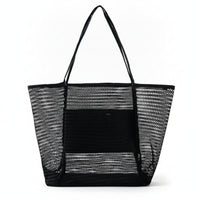 Breathable Mesh Tote Bag Structured Tote Bag with Inner Pocket Easy-Clean Portable for Beach