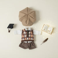 Doll Argyle Vest Set British Design OB11 School Uniform Match Scholarly Doll Clothing Set