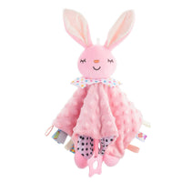 Textured Baby Comforter with Ribbon Tags Soft Loveys Sensory Security Blanket for Newborns, Stroller, Nursery