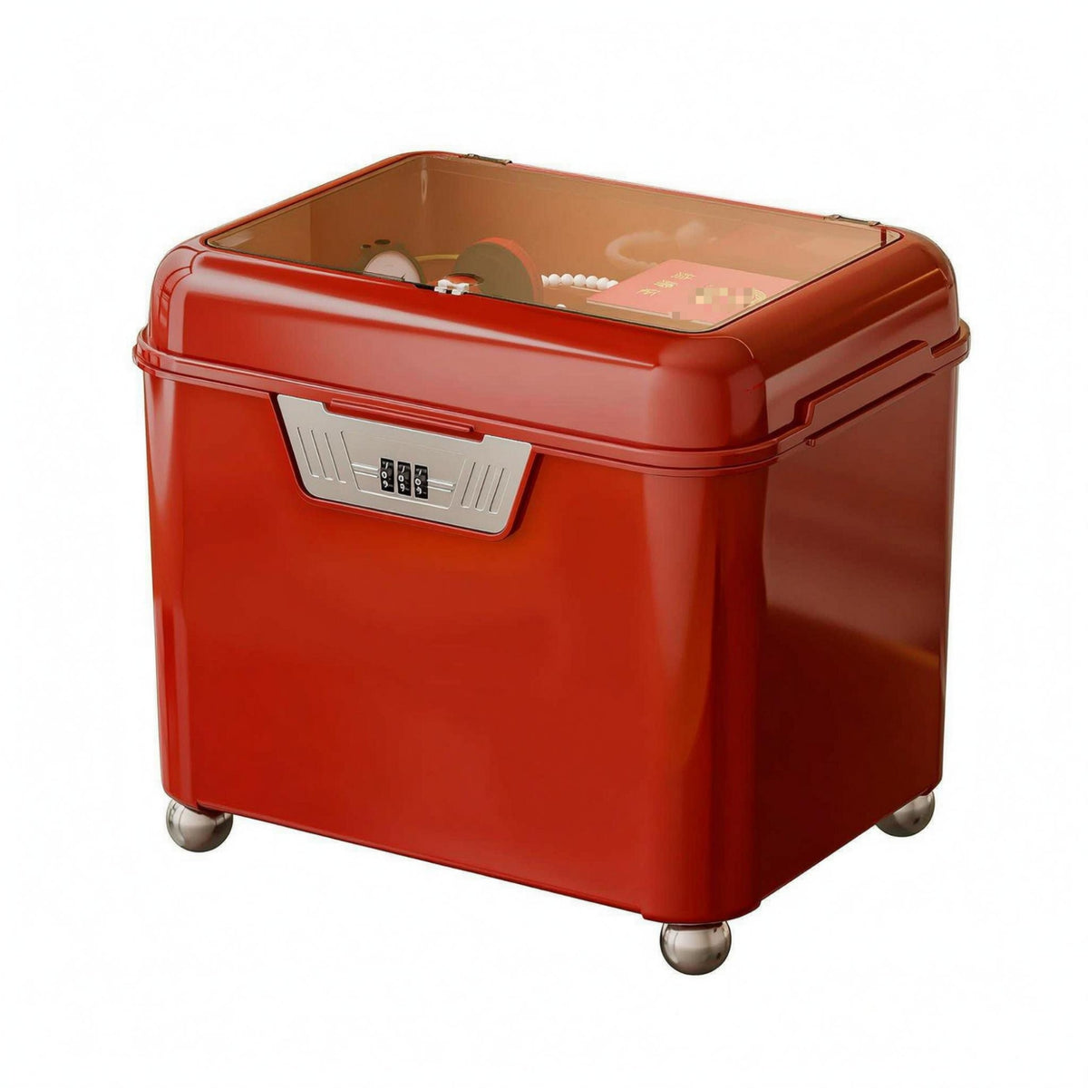 Clear Tinted Lid Jewelry Lock Box Rectangular Combination Lock Box Rounded Corners Lockbox Small Feet