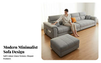 Straight Line Sectional Sofa Sturdy Frame Modern Textile Couch Firm-Density Foam Upholstered Multi-Seater Sofa for Homeowners, Hosts, Lounge Area