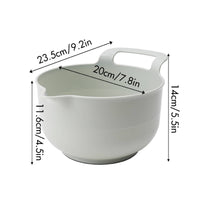 Glossy Salad Bowl with Handle Ergonomic Mixing Bowl with Pour Spout Easy-Grip Dishwasher Safe for Students, Kitchen, Small Apartments, Dorm Rooms