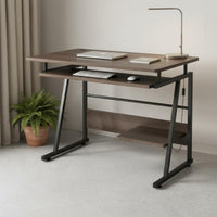 Easy Assembly Student Study Desk Spacious Desktop Computer Desk with Shelves Modern Design Workstation with Keyboard Tray and Shelves for Students, Bedroom, Dorm Room