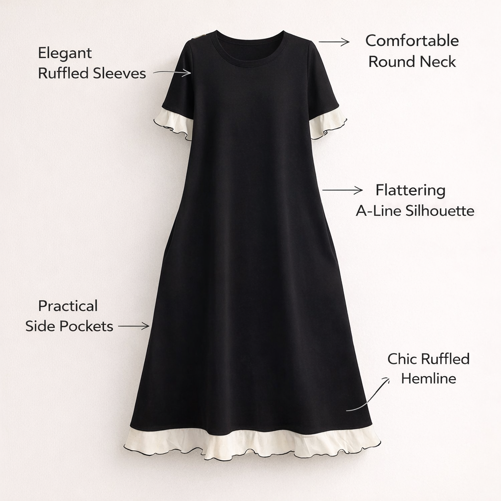 Women Dresses for Summer Occasions with Slimming Splicing Design, Plus Size Knitted Blend Dress, Loose Fit Round Neck for Wedding Guests