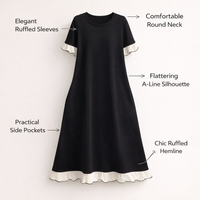 Women Dresses for Summer Occasions with Slimming Splicing Design, Plus Size Knitted Blend Dress, Loose Fit Round Neck for Wedding Guests
