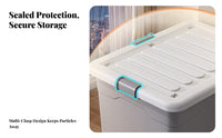 Large Capacity Wheeled Storage Bin with Lid Multi-Purpose Wheeled Latch Box sturdyDuty Rolling Container long-lasting Construction for Homeowners, Families, Playroom, Bedroom, Moving, Closet