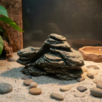 Turtle Basking Perch Water Permeable Reptile Basking Rock elevated Temperature Fired Ceramic Rock Cave for Turtles, Reptiles