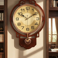 Pendulum Wall Clock with Digital Display Traditional for Hallway, Decorators