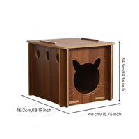 Wooden Square Feline House Ventilated Indoor Feline House Flat Top