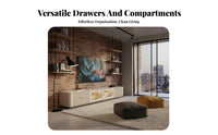 Cream Television Stand Console Easy to Clean Contemporary Television Cabinet Sturdy Modern Minimalist Coffee Table for Small Apartment Owners