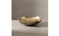 Shallow Fruit Tray Hammered Tray with Scalloped Rim Irregular Bowl with Scalloped Edge Rustic for Tabletop