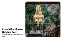 Waterproof Beaded Tassel Pendant Light Automatic Dusk to Dawn Chandelier Style Solar Light Frost-Proof Solar Chandelier Weather Resistant