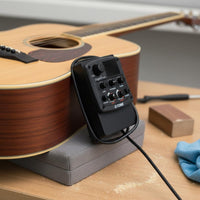 4-Band Equalizer Acoustic Guitar Preamp Easy to Install Acoustic Guitar Equalizer Noise Reduction Soundhole Pickup Under-Saddle Design for Beginners