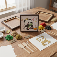 DIY Panda Pulp Painting Kit with Wooden Frame - Textured Punch Needle Art for Kids & Adults