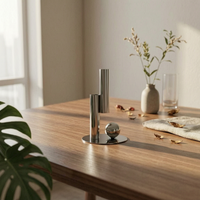 Metal Tube Vase Minimalist Design Stainless Steel Vase Stable Base Home Decor for Living Room, Dining Table
