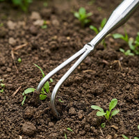 Stainless Steel Hand Rake, Rust-Free Garden Tool for Plants & Flower Beds, Stable Integrated Hand Rake for Soil Cultivation, Polished Silver