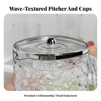 Water Wave Pitcher and Cup Set Large Capacity Water Carafe with Cups Food-Grade Material Clear Juice Pitcher Set for Hosts, Families, Fridge, Office