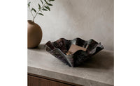 Wrinkled Surface Irregular Decorative Bowl Multi-Purpose Wavy Fruit Bowl Stylish Accent Piece Metal Tray Easy to Clean for Guest House, Hotel, Living Room