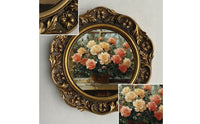 Ornate Round Photo Frame Vintage-Style Round Picture Frame Decorative Sturdy for Bedroom