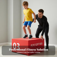 4 Pieces Stackable Foam Plyo Box Set Adjustable Height Soft Plyometric Box shock-Absorbing leaping surface for Children, Athletes, Strength Training