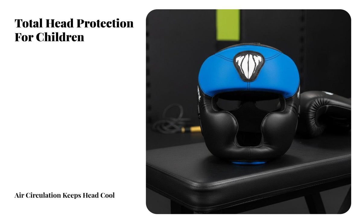 Shock Absorbing Kids Boxing Helmet Triple Layered Padding children's Sparring Headgear Long-Lasting PU Leather Young Full Protection Head Guard Lightweight Design for Toddlers, Girls, Beginners, Muay Thai, Combat Arts, Kickboxing, Training
